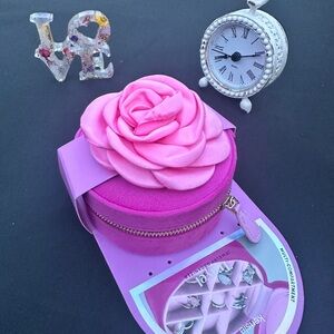 Travel Jewelry Organizer Case Pink With Flower. Brand New.